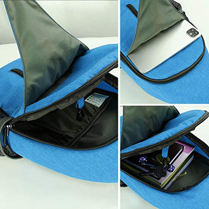 WATERFLY Crossbody Sling Backpack Sling Bag Travel Hiking Chest Bag Daypack - color: N - Sky Blue