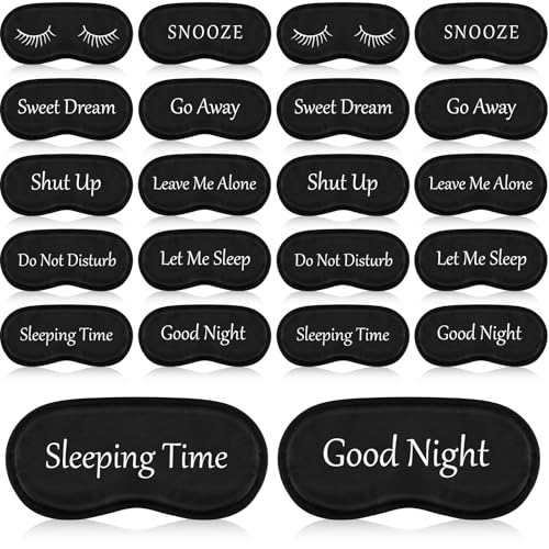 Eurzom 20 Pieces Funny Sleeping Eye Mask Bulk with Adjustable Strap Sleep Blackout Eye Mask for Night Blindfold Cover for Spa Women Men Adult Pajama Party Favors(Black) - color: Black
