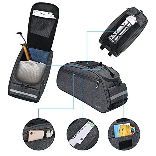 MOSISO Bike Rack Bag, Waterproof Bicycle Trunk Pannier Rear Seat Pouch Cycling Bike Carrier Backseat Storage Luggage Saddle Shoulder Bag - color: Space Gray