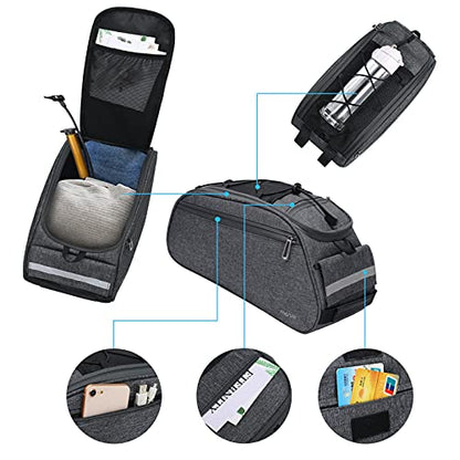MOSISO Bike Rack Bag, Waterproof Bicycle Trunk Pannier Rear Seat Pouch Cycling Bike Carrier Backseat Storage Luggage Saddle Shoulder Bag - color: Space Gray
