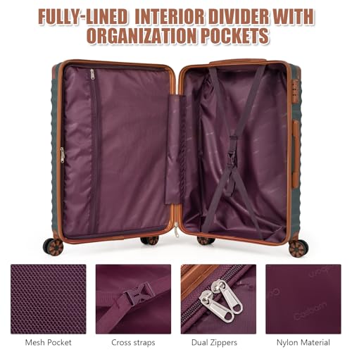 Cosbarn Luggage Sets 5 Piece with TSA Lock Spinner Wheels, Unisex Hard Case ABS Suitcase Set, Hardshell Lightweight Waterproof Travel Hardside Suitcases with Wheels for Women Men, Dark Green - color: DarkGreen, size: 5 Piece Sets (20/24/28/Db/Tb)