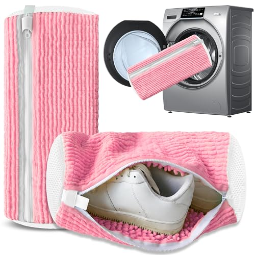 2Pcs Reusable Shoe Washing Machine Bag for Washer and Dryer:Free Up Hands, Prevent Deformation,shoe bag with Zipper Protection Design, Use for all Shoes,Sports Shoes(Yellow) (A-Pink) - color: A3-Pink