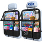 Car Backseat Organizer with Table Tray(2-Pack) 9 Storage Pockets Backseat Car Organizer and storage with Tablet Holder, Kick Mats Back Seat Cover for Kids family Road Trip Essentials Travel - style: 2 Pack with Food Tray-Black