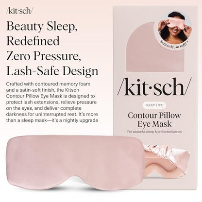 Kitsch Contour Pillow Eye Mask – Softer Than Silk Eye Masks for Sleep, Blindfold Sleep Masks for Women & Men, No Eye Pressure, Lightweight, Eye Care, Travel Essentials - Blush - color: Blush
