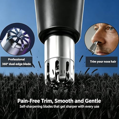 Nose Hair Trimmer for Men and Women,3 in 1 Painless Rechargeable Ear and Nose Trimmer,Eyebrow Facial Hair Trimmers All in One Grooming Kit Dual Edge Blades for Smoother Removal,Easy Cleansing - color: Gray-3 in 1