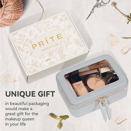 Prite Clear Makeup Bag Cosmetic Organizer Case Waterproof Travel Toiletry Bag Skincare Pouch with Golden Zipper(Grey) - color: Grey, size: Standard - Single Layer
