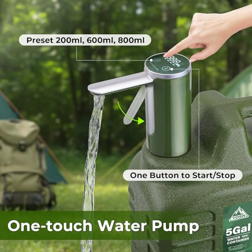 5 Gallon Water Jug with Pump, Camping Water Container, BPA Free Portable Water Dispenser with Spigot, Leak-Proof Large Camping Water Jug for Emergency Storage,Outdoor,Hiking