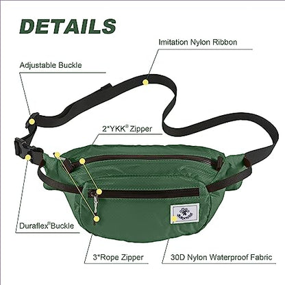 4Monster Hiking Waist Packs Portable,Water Resistant Fanny Bag with Adjustable Strap,Lightweight Crossbody Chest Bag Slim Bag - color: Army Green-2
