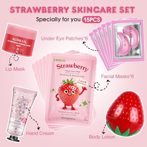 15 PACK Skincare Gifts Set for Teen Girls, Travel Kit & Skin Care Gifts with Under Eye Patches, Facial Masks, Hand Cream, Lip Mask, Body Lotions, Skincare Gift for Kids, Spa Gift, Graduation Gifts