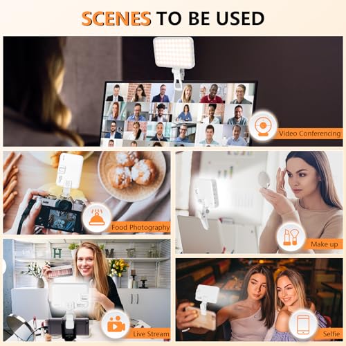 BANSINE Portable LED Photo Light - USB-Rechargeable, Up to 6500K Color Temperature for Selfie, Zoom Conference, Video, Makeup - color: Whte