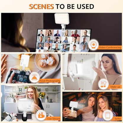 BANSINE Portable LED Photo Light - USB-Rechargeable, Up to 6500K Color Temperature for Selfie, Zoom Conference, Video, Makeup - color: Whte