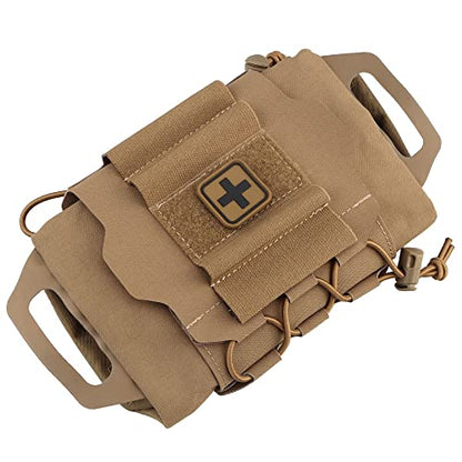 SABADO Rapid/Quick Deploy First Aid Kit Pack Tactical IFAK Pouch Two-Piece System Med Roll Carrier Hypalon Handle Outdoor Sport Hunting Bag - color: Coyote Brown-87
