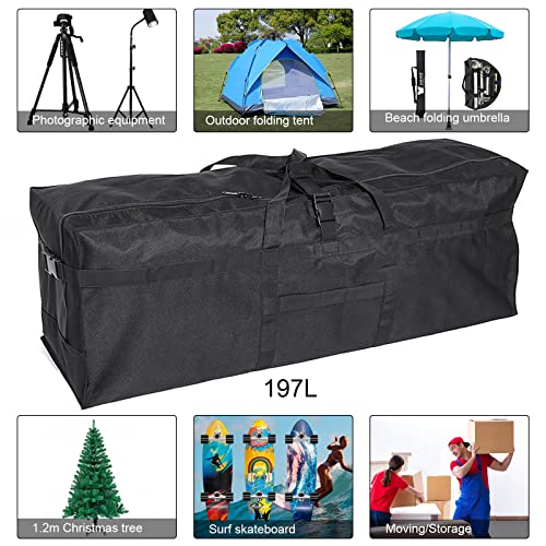 Long Travel Duffle Bag,Foldable Extra Large Duffel Bags,Carry on Travel Bag For Camping/Moving Boxes/Tent/Surfboards/Photography Equipment Storage Bag (197 Liter, Black) - color: Long 197L