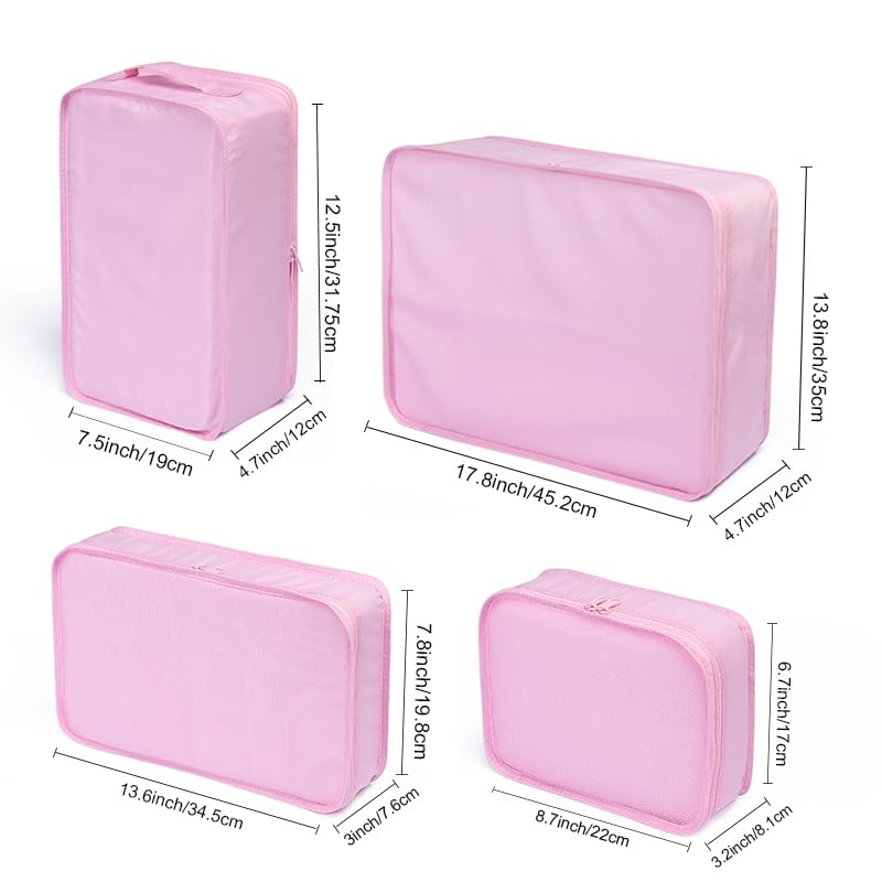 JJ POWER Travel Packing Cubes, Luggage Organizers with Shoe Bag - color: Pink