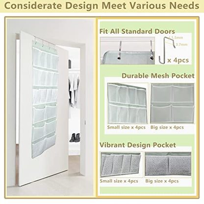 18 Pockets Over the Door Organizer with 4 Kind Pockets,Behind Door Shoes Rack,Back of Closet Storage Organization for Socks,Hat,Underwear,Luggage Packing,Hanging Holder Shelf in Home Dorm,Travel,Green - style: Large-Green: Pack of 1
