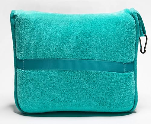 BlueHills 2-Pack Premium Soft Travel Blanket Pillow Airplane Blanket for Two in Soft Bag Pillowcase Compact Pack Large Blankets for Travel (Teal Green T012) - color: Teal-2pk-t012