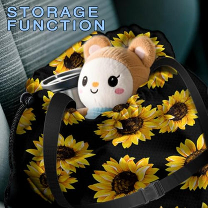 Car Trash Bag Hanging Back of Seat with Adjustable Snap Buckle Strap Cute Printed Drawstring Garbage Bags for Car-Sunflower - color: Sunflower Car Trash Bag