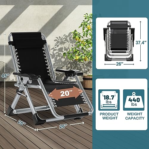 NAIZEA Padded Zero Gravity Chair, Folding Outdoor Lounge Chairs, Adjustable Reclining Camping Chairs with Cup Holder, Ergonomic Patio Lawn Chair for Balcony Beach Deck Yard - color: Linen Grey, style: Zero Gravity Chair