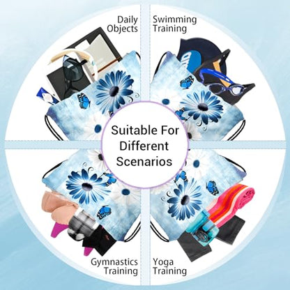 Daisy Flowers Gymnastics Grip Bag Blue Rustic Adjustable Small Gym Grip Bag for Men Women - color: Daisy Flowers-blue, size: 12"(H)*9.25"(W)