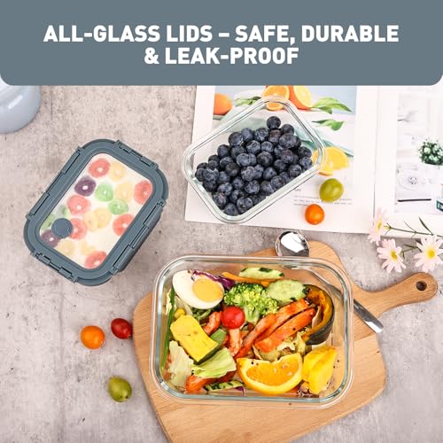 Liuruiyu 10 Pack Glass Food Storage Containers with Glass Lids, Airtight Meal Prep Containers, Leak-Proof Bento Boxes for Microwave, Oven, Freezer & Dishwasher, BPA-Free - color: 5*12.5&5*35.8oz