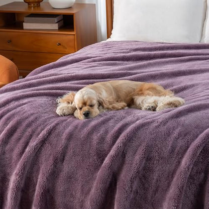 Berkshire Blanket Classic Extra-Fluffy™ Plush Throw Blanket, Soft Fuzzy Fluffy Long Hair Throw Blanket for Couch Sofa Bed, Plum Smoke, 50x60 Inches - color: Plum Smoke, size: Throw/Throw XL