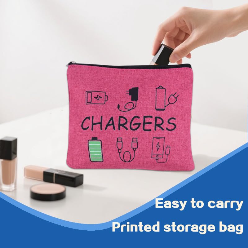 ShiQiao Spl Chargers Cables Storage Bag Travel Cable Storage Organizer Bag Chargers Makeup Cosmetic Bag Pouch Electronic Charging Organizer for Women Birthday Christmas Gifts for Daughter Friend - style: Pink Charger