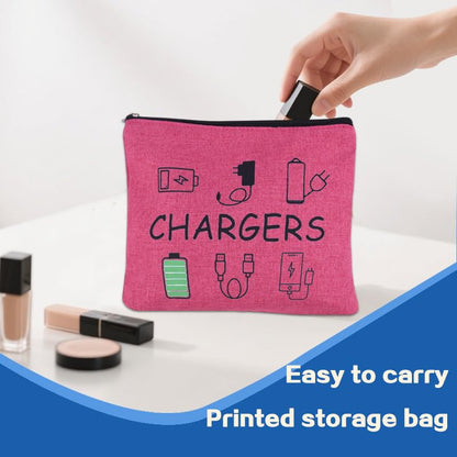 ShiQiao Spl Chargers Cables Storage Bag Travel Cable Storage Organizer Bag Chargers Makeup Cosmetic Bag Pouch Electronic Charging Organizer for Women Birthday Christmas Gifts for Daughter Friend - style: Pink Charger