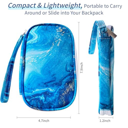 Electronics Organizer Travel Case, Cable Organizer Travel Essentials Tech Pouch,Suitable for Charger, Cable, Phone，Flash Drive,Blue Marble - color: Blue Marble