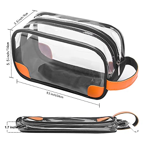 Lermende Toiletry Bag, Clear Shaving Dopp Kit for Men Travel Toiletry Bag with Hand Strap Unisex Bathroom Toiletries Organiser - color: Clear Black