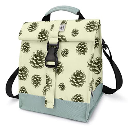 SUNNY BIRD Insulated Lunch Bag Rolltop Lunch Cooler Cute Lunch Box for Girls, Teens and Kids (Pinecone) - color: Pinecone