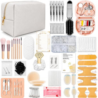 Emergency Kit for Women – Mini Emergency Kit with 50+ Bridal Suit Essentials, Purse Essentials Kit, Wedding Day Survival Kit, Emergency Bride Kit, Women’s Emergency Kit, Wedding Survival Kit - style: White