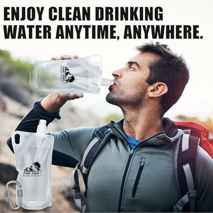 Ancable 33oz Collapsible Water Bottles, 9-Pack Reusable Travel Foldable Water Bottles for Hiking Camping Running Bike, BPA-Free Water Bottle - color: Clear x 9, size: 33 Ounces