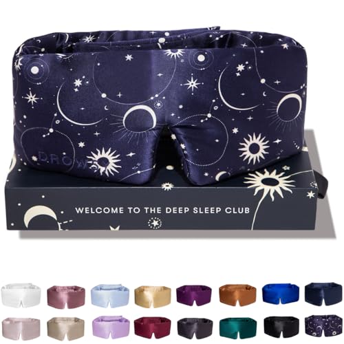 DROWSY Silk Sleep Mask - Face-Hugging, Padded Cocoon for Luxury Sleep in Total Darkness - 100% Pure Mulberry Silk (Cosmic Energy) - color: Cosmic Energy, size: 1 Count (Pack of 1)