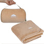 BlueHills Travel Blanket Pillow Rolled Premium Soft Plush Airplane Throw Traveler Essentials Gift Compact in a Bag 70X48 inches Long Car Plane Flight Portable Beige R06 - color: R06-beige