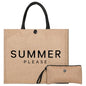 Trifabricy Beach Bag for Women, Woven Straw Beach Tote Bag Waterproof, Weaving Swim Gym Shopping Travel Bags with Button - color: Classic-summer