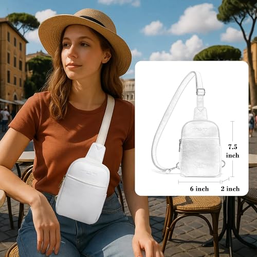 Haytijoe Small Anti Theft Crossbody Bag for Women Faux Leather Lightweight Sling Bags RFID Blocking Fanny Pack for Travel - color: White