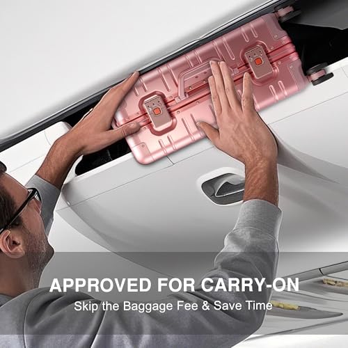 VentureVault All Aluminum Carry On Luggage 22x14x9 Airline Approved，Zipperless Luggage Premium Aluminum Suitcase Luggage, Hard Shell Carry On Luggage with Spinner Wheels (rose gold, 20inch) - color: Rose Gold, size: 20inch