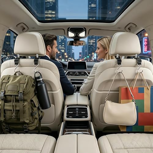 Purse Hook for Car, S-Shape Headrest Hooks, 2 Pack | 100 LBS Heavy Duty, Safe Flat Design, Multi-Use for Bags & Sports Fence - style: DS1