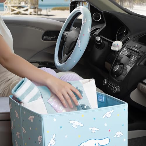 Sanrio Cinnamoroll Car Trunk Organizer, Steering Wheel Cover, Air Freshener & Refill – Cute, Collapsible, Heavy-Duty Storage & Car Accessories for Groceries, Tools, Travel – 12.5"L x 12.5"W x 9"H - style: Pack Cinnamoroll