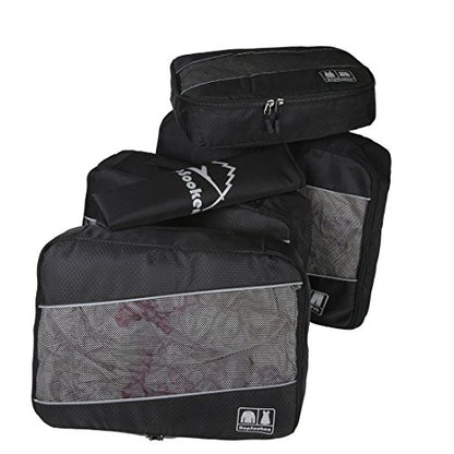 5 Set Packing Cubes for Travel Large Suitcase Luggage Organizer Bags Travel Accessories Vacation 4 Cubes 1 Laundry Pouch Bag - color: Black