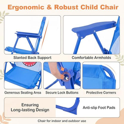 HONEY JOY Kids Picnic Table, Animal Themed Toddler Outdoor Table and Chair Set, 2 Folding Chairs & Removable Umbrella, Children Outdoor Furniture for Backyard Patio Garden (Navy Shark) - color: Navy Shark