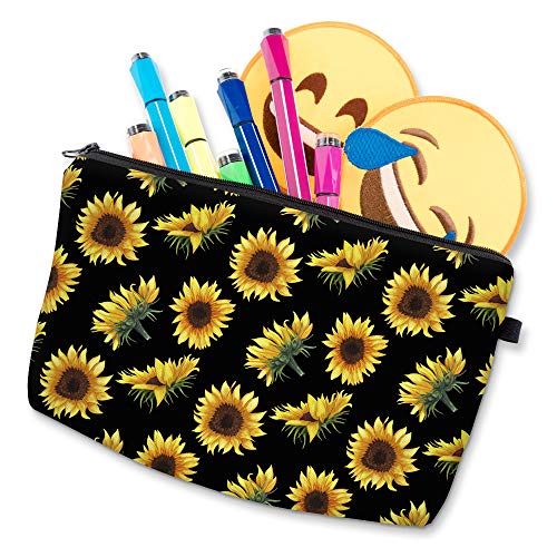 Deanfun Cosmetic Bag for Women, Sunflower Flowers Waterproof Makeup Bags Roomy Toiletry Pouch Travel Accessories Gifts 52355 - color: 52355
