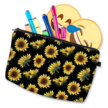 Deanfun Cosmetic Bag for Women, Sunflower Flowers Waterproof Makeup Bags Roomy Toiletry Pouch Travel Accessories Gifts 52355 - color: 52355