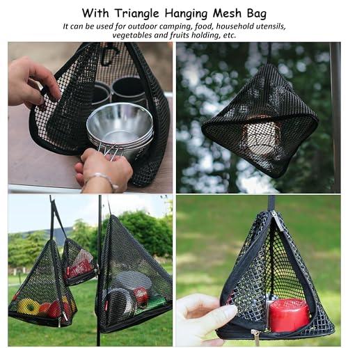 VECELO 3 Piece Folding Picnic Table with 2 Benches, 47.2" Faux Rattan Patio Set with Mesh Bag, Heat-Resistant & Waterproof, for Indoor Outdoor Use, Black