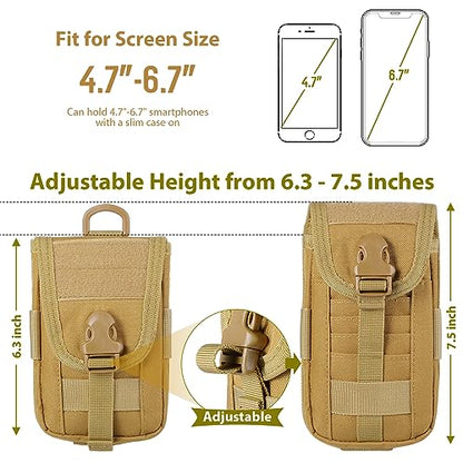 SOWHUP Tactical Molle Pouch Cell Phone Pouch Holster Small Utility EDC Pouch Gadget Organizer Bag - color: Tan2