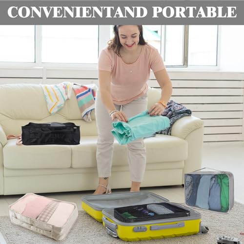 12 Pcs Packing Cubes for Suitcase Travel Luggage Bags Bulk Mesh Organizer Set for Hiking Camping Backpacking Clothes Accessories