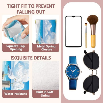 GLOBLELAND 2 Pcs Summer Soft PU Leather Glasses Bag for Sunglasses Watches Phones Makeup Brushes - color: Seagull