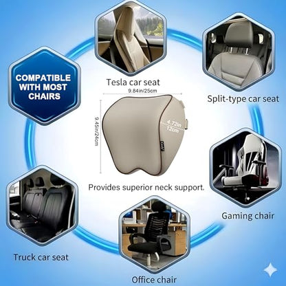 Crofy 2 Pack Car Neck Pillow, Softness Car Headrest Pillow for Driving with Adjustable Strap, 100% Memory Foam and Breathable Removable Cover, Comfortable Ergonomic Design, Gray & Brown - color: Gray & Brown