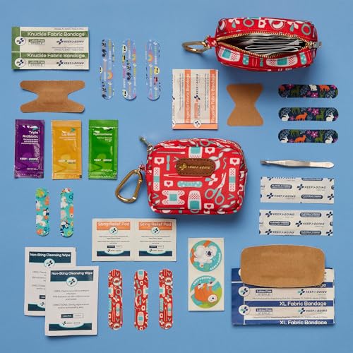 KeepGoing Small Travel First Aid Kit Kids – 60 Pc. Mini First Aid Kit for Purse, Diaper Bag, & Backpack with Latex-Free Bandages – 4 Oz., & 4.5 x 3.5 x 2 in, TSA-Approved - style: The Classic
