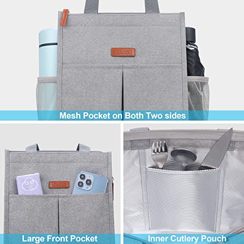 Lacdo Lunch Bag for Women Men Insulated Lunch Tote Bags Waterproof Reusable Lunch Box Soft Cooler with Pockets for Work Travel Picnic, Gray - color: Gray